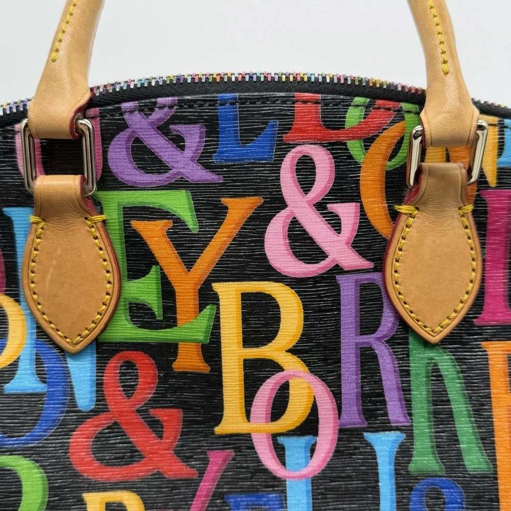Dooney & Bourke Retro‎ Grafica Satchel Purse Bag Rainbow Zipper Black Dust Bag